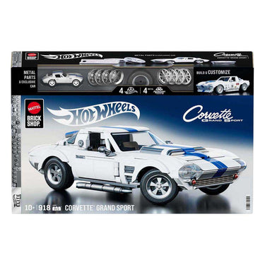 Mattel brick shop hot wheels elite serie - corvette grand sport - bouwspeelgoed - 918 onderdelen