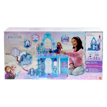 Mattel disney frozen elsa's ijspaleis – 5 speelplekken met glijbaan, balkon en olaf - 75 cm