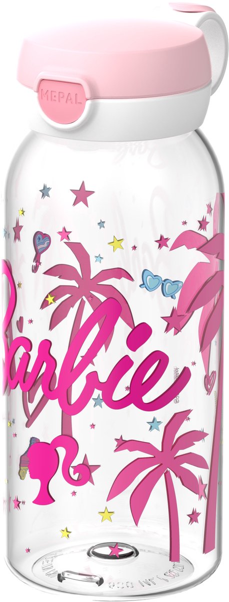 Mepal drinkfles met flipdop campus - 600 ml - waterfles kinderen - lekdicht - hygiënische deksel - barbie