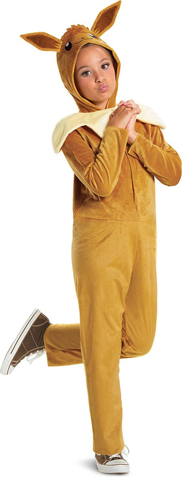 Disguise pokémon, eevee klassieke jumpsuit met capuchon, maat s (4-6 jaar)