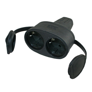 Dubbele rubberen contrastekker met afdekkapjes