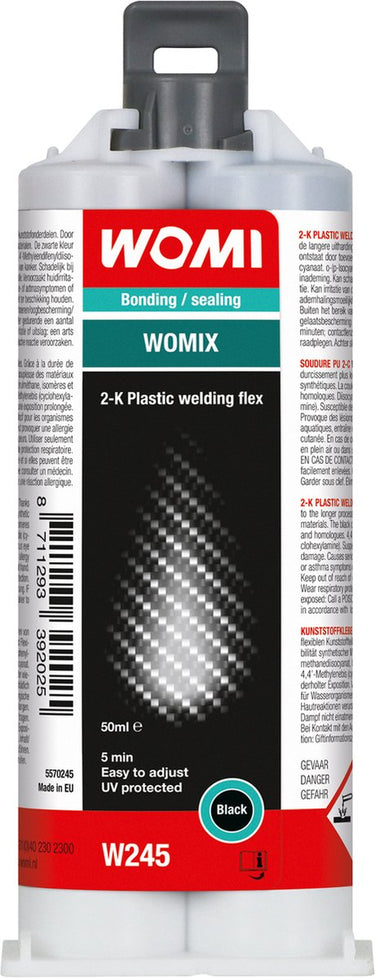 Womi lijm w245 2k – 50 ml zwart – extreem sterke hechting – slijtvast duurzaam – multimateriaal