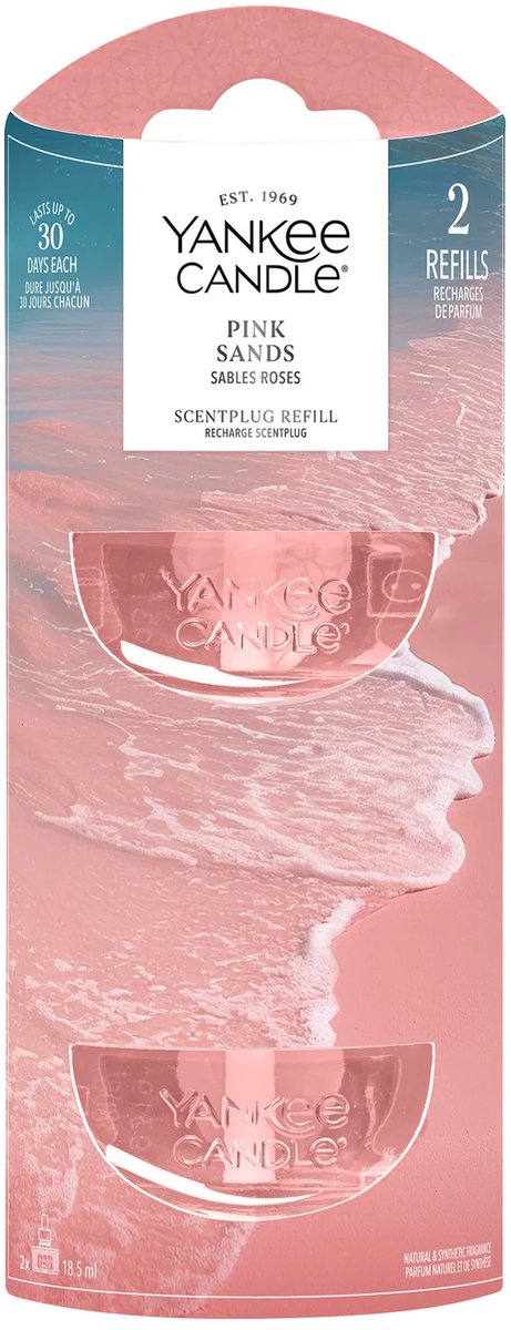 Yankee candle - pink sands - elektrische diffuser navulling - 2 stuks