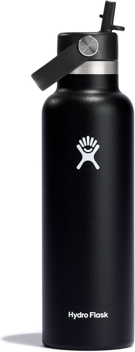 Hydro flask standard mouth flex straw cap drinkfles (621 ml) - black