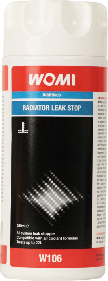 Womi radiator lekstop w106 – 250 ml – snel werkend – veilig voor pakkingen – geschikt voor alle koelvloeistoffen