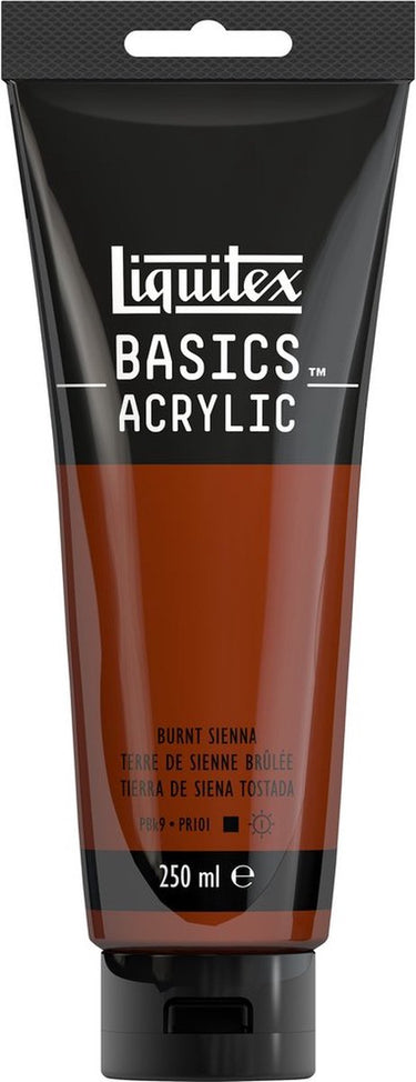 Liquitex 88700214 basics acrylverf burnt sienna – 250 ml | kunstenaars acrylverf | middelmatige viscositeit | lichtechte kleur voor schilderen canvas