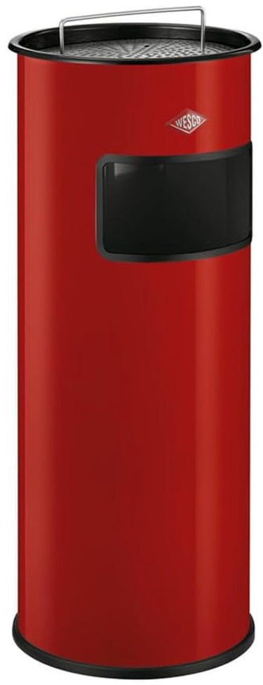 Wesco staande asbak met zeef zonder inzet | 50 liter | metaal - rood | afvalbak met asbak staand - made in germany