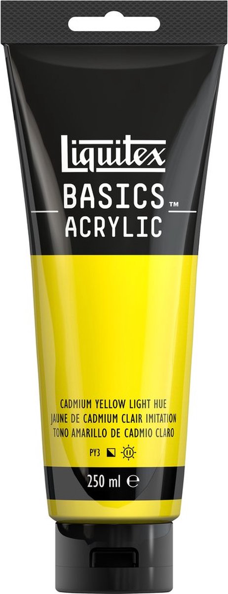 Liquitex 88700218 basics acrylverf cadmium yellow light hue – 250 ml | kunstenaars acrylverf | middelmatige viscositeit | lichtechte kleur voor schilderen canvas