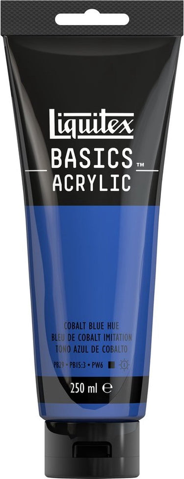 Liquitex 88700213 basics acrylverf cobalt blue hue – 250 ml | kunstenaars acrylverf | middelmatige viscositeit | lichtechte kleur voor schilderen canvas