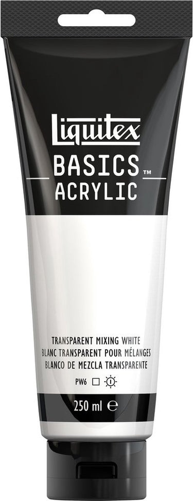 Liquitex 88700243 basics acrylverf transparent mixing white – 250 ml | kunstenaars acrylverf | middelmatige viscositeit | voor kleurmenging glazuren
