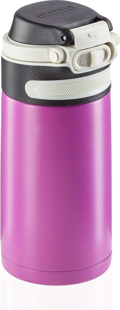 Leifheit thermosbeker flip - 350 ml - rvs - paars