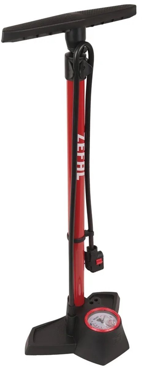 Zefal profil max vloerpomp – fietspomp – manometer – presta schrader dunlop – aluminium – rood