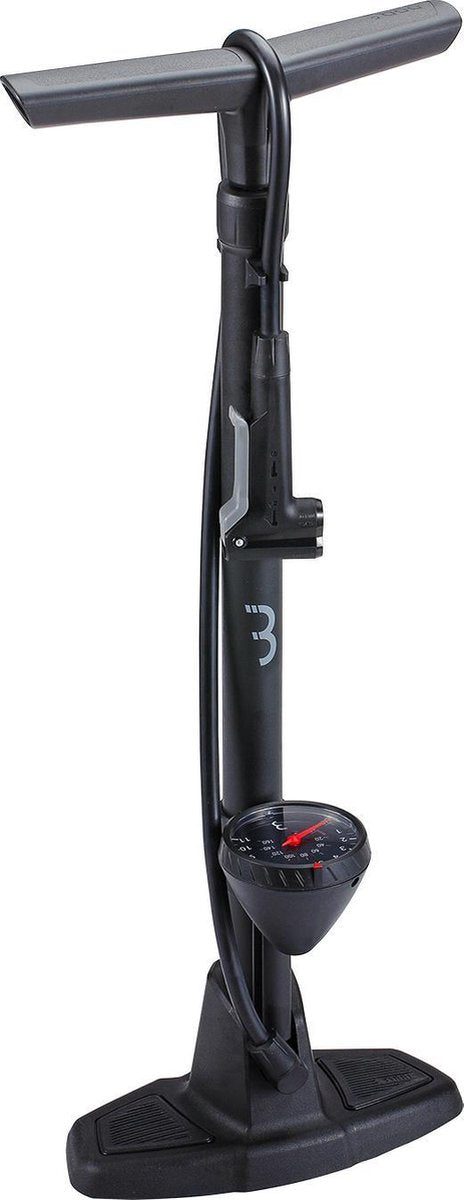 Bbb cycling airwave fietspomp met drukmeter - vloerpomp racefiets en mountainbike - voetpomp fiets 9 bar - zwart - bfp-20