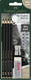 Faber-castell grafietpotloden set - pitt mat - 4 stuks 2b-6b-10b-14b met toebehoren - fc-115298
