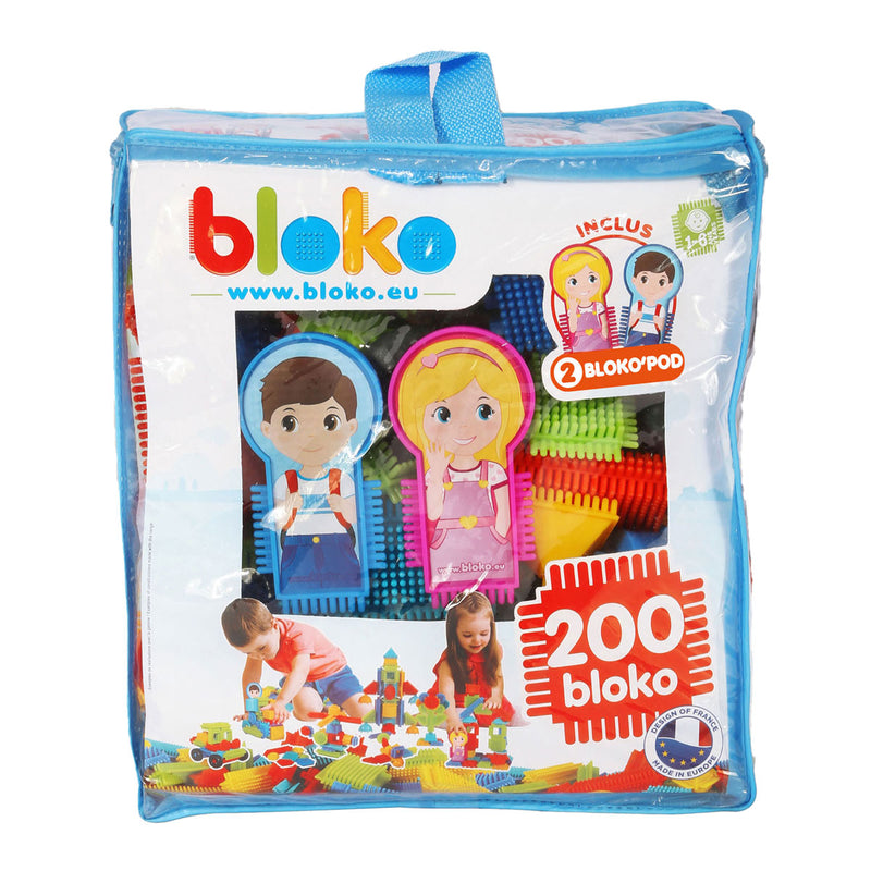 Afbeelding laden in galerijviewer, Boti Bloko Nopper Bouwblokken met 2 Figuren in Opbergtas, 200dlg.
