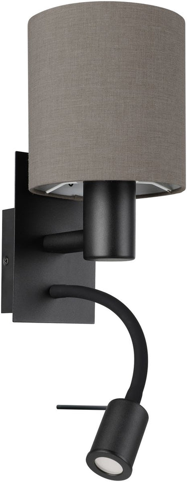 Eglo pasteri wandlamp - 2 lichts - e27 - 38 cm - stof - zwart bruin antraciet