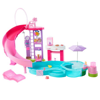 Barbie droomzwembad - speelset met glijbaan en bubbelbad en meer dan 20 accessoires