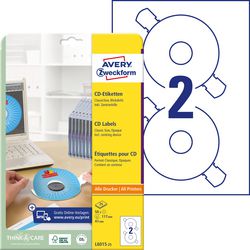 Cd dvd etiketten avery zweckform l6015-25 wit 50 stuks