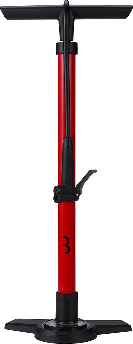 Bbb cycling airboost 2.0 fietspomp met drukmeter - 11 bar 160 psi - ventielen: dunlop, presta schräder - hoge druk vloerpomp racefiets en mtb - rood - bfp-28