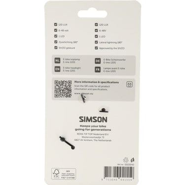 Simson koplamp aurora e-line 120s - e-bike (ebike)