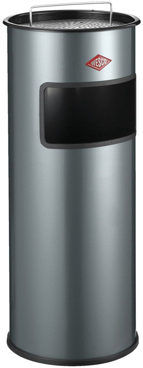 Wesco staande asbak met zeef zonder inzet | 30 liter | metaal - grafiet | afvalbak met asbak staand - made in germany