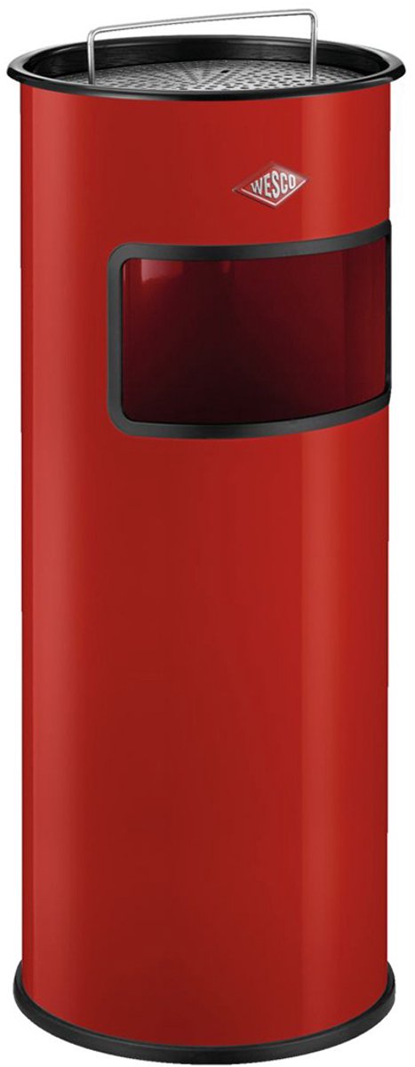 Wesco staande asbak met zeef zonder inzet | 30 liter | metaal - rood | afvalbak met asbak staand - made in germany