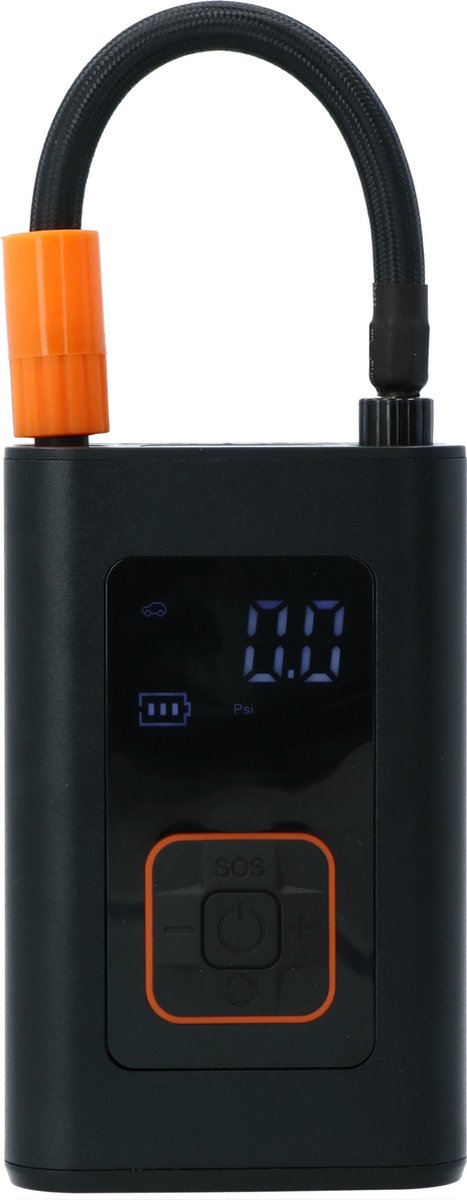 Carpoint mobiele compressor compact – usb-c oplaadbaar - 7.4v 60w – instelbare spanning - tot maximaal 150 psi of 10.3 bar – zaklamp, noodlamp powerbank