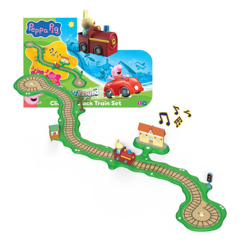 Load image into Gallery viewer, Gear2play peppa pig whizz around - klik-klak trein speelset - modulaire rijbaan voor whizz around voertuigen - interactief met muziek en geluid
