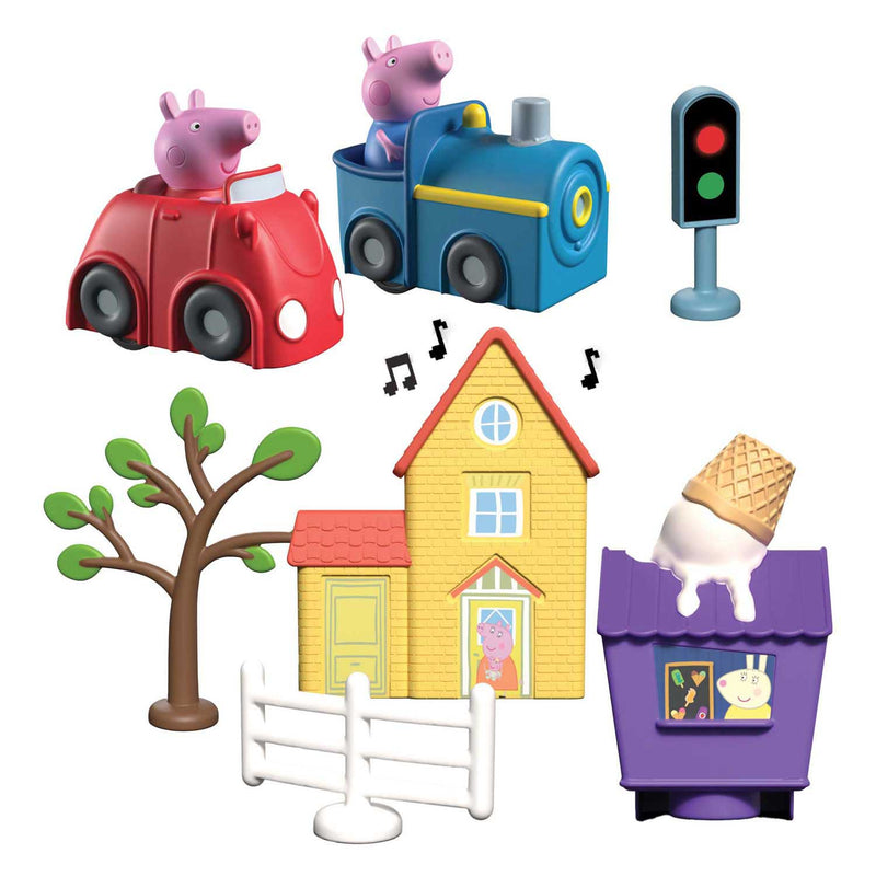 Load image into Gallery viewer, Gear2play peppa pig whizz around - peppa's rondweg door de stad speelset - modulaire rijbaan voor whizz around voertuigen - interactief met muziek en geluid
