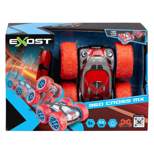 Exost rc 360 cross mx rood - rc auto - bestuurbare auto - lichtgevende koplampen
