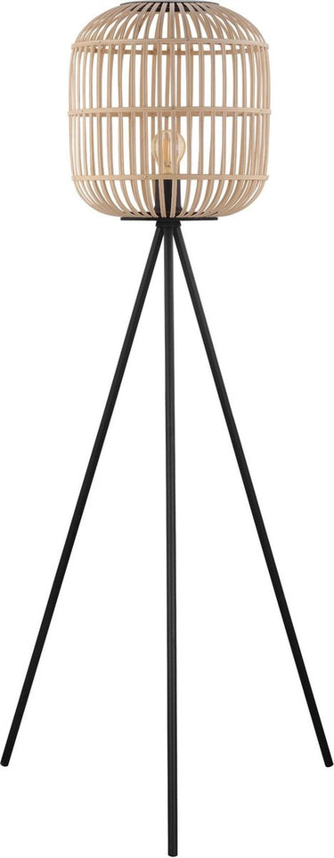 Eglo bordesley vloerlamp - e27 - 139 cm - zwart hout