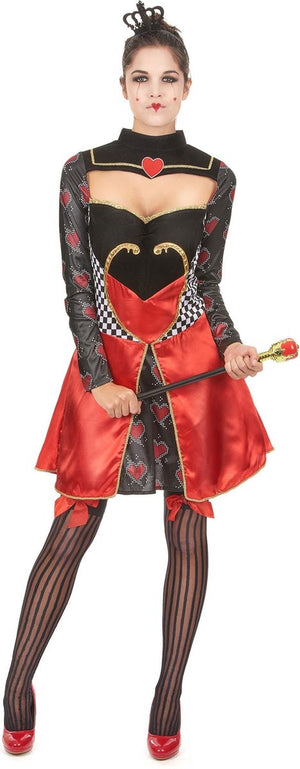 Vegaoo sexy queen of hearts (uit alice in wonderland) jurkje met kroon - hartenkoningin kostuum maat 36-38 (s) s