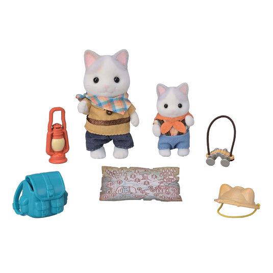 Sylvanian families 5763 duo avonturiers - latte kat broer en baby- fluweelzachte speelfiguren