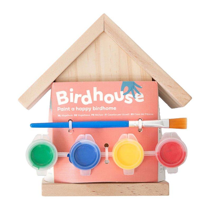 Load image into Gallery viewer, Bs toys schilderbaar vogelhuisje - inclusief verf en kwastje - hout - 13 cm hoog
