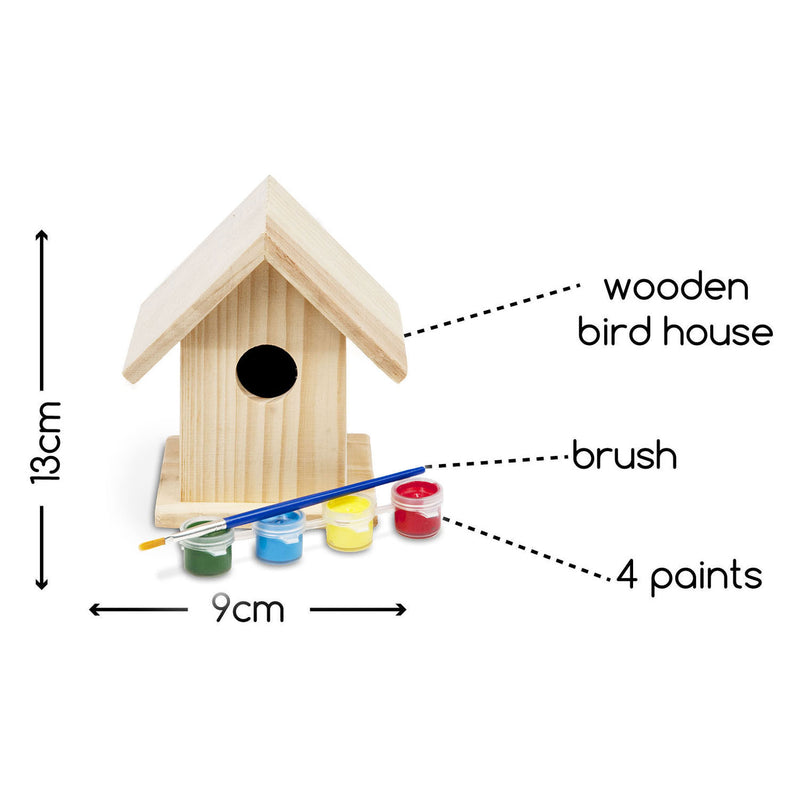 Load image into Gallery viewer, Bs toys schilderbaar vogelhuisje - inclusief verf en kwastje - hout - 13 cm hoog
