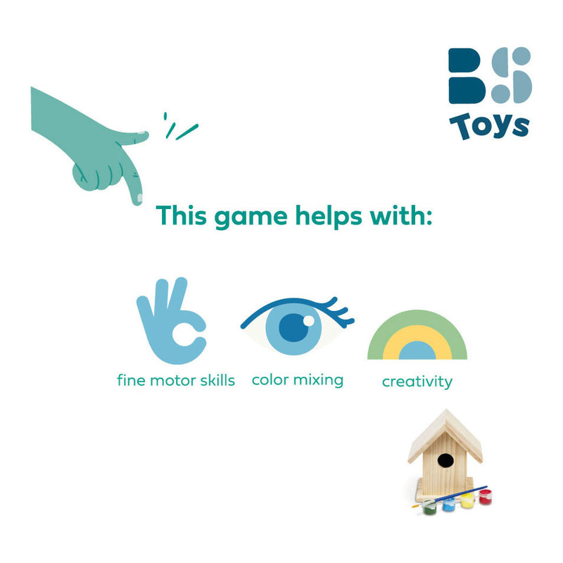 Load image into Gallery viewer, Bs toys schilderbaar vogelhuisje - inclusief verf en kwastje - hout - 13 cm hoog
