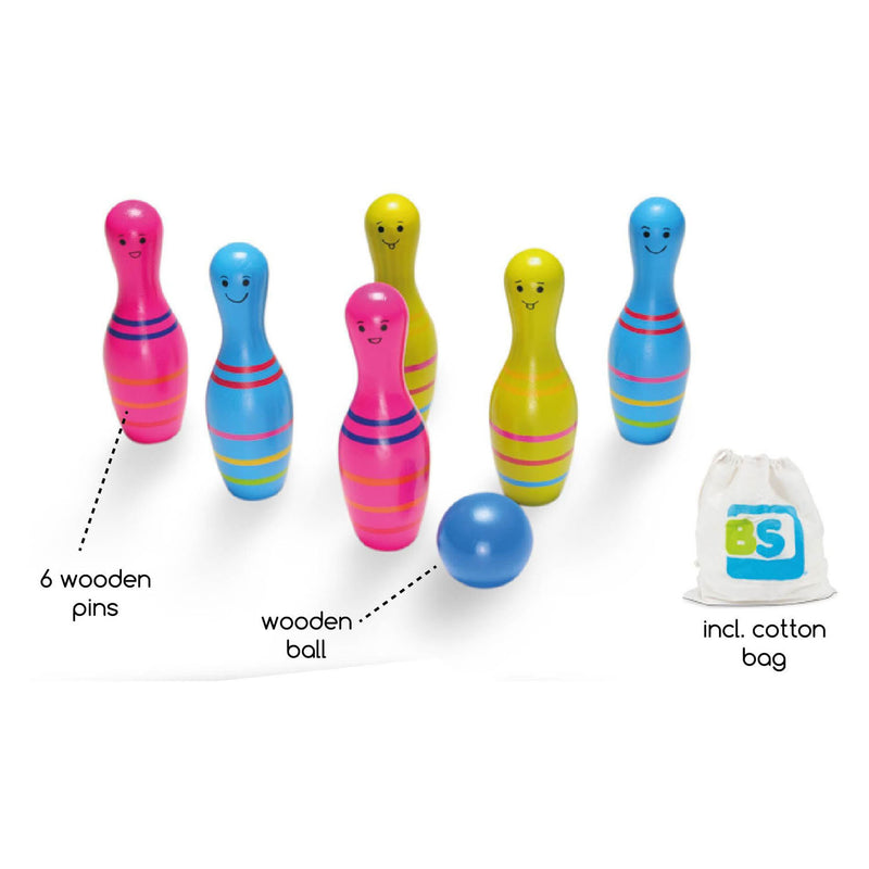 Load image into Gallery viewer, Bs toys houten bowlingset skittels junior, 7dlg.
