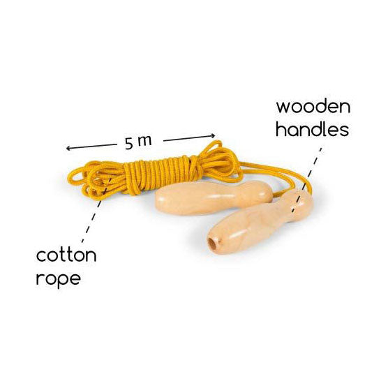 Load image into Gallery viewer, Bs toys springtouw geel met houten handvatten
