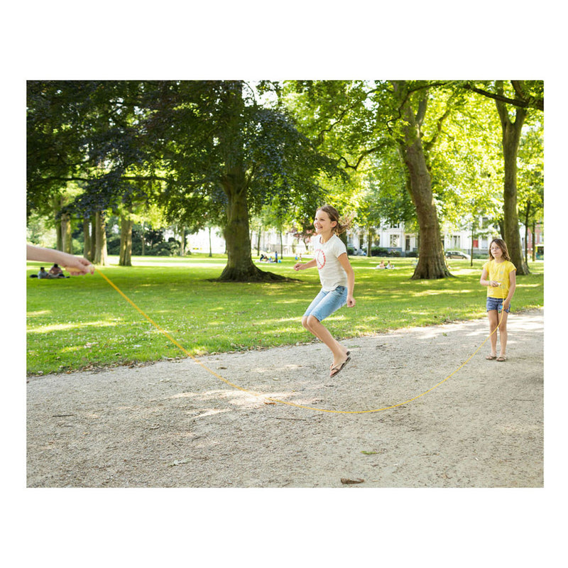 Load image into Gallery viewer, Bs toys springtouw geel met houten handvatten
