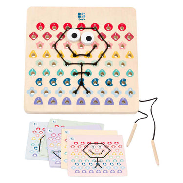 Bs toys thread and code ga519 – houten rijgspel met kaarten touwen