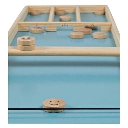 Bs toys sjoelbak kinderen familie – houten shuffleboard ga523 – sjoelen - familiespel - 18 schijven – perfect sinterklaas cadeau – kerstspel – gezelschapsspel voor jong oud