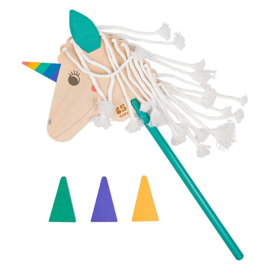 Bs toys houten eenhoorn stokpaard - 4dlg.