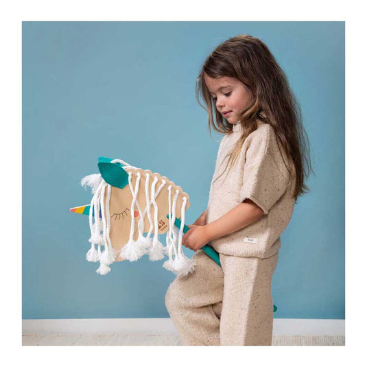 Bs toys houten eenhoorn stokpaard - 4dlg.