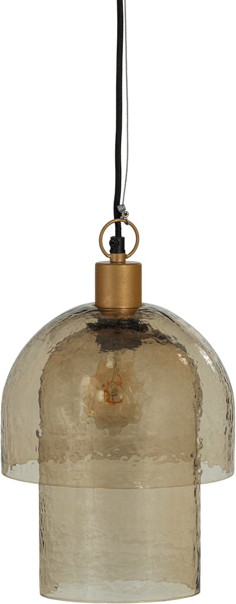 Woood gigi hanglamp dubbele kap - gehamerd glas - naturel - 31x22x22