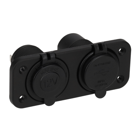 Power line 12 volt contactdoos uni en usb-a + usb-c lader - inbouw