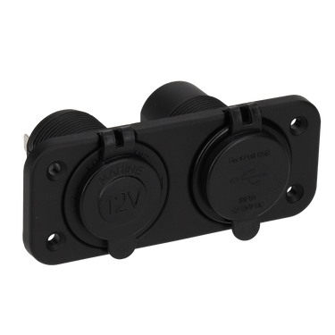 Power line 12 volt contactdoos uni en usb-a + usb-c lader - inbouw