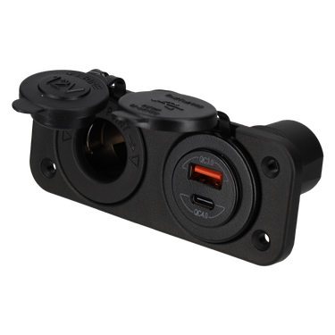 Power line 12 volt contactdoos uni en usb-a + usb-c lader - inbouw