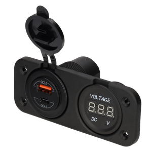 Power line digitale voltmeter 10-30v en usb-a + usb-c lader - inbouw