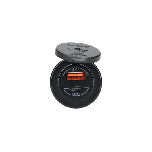 Power line usb lader inbouw met usb-a qc3.0 en usb-c qc4.0