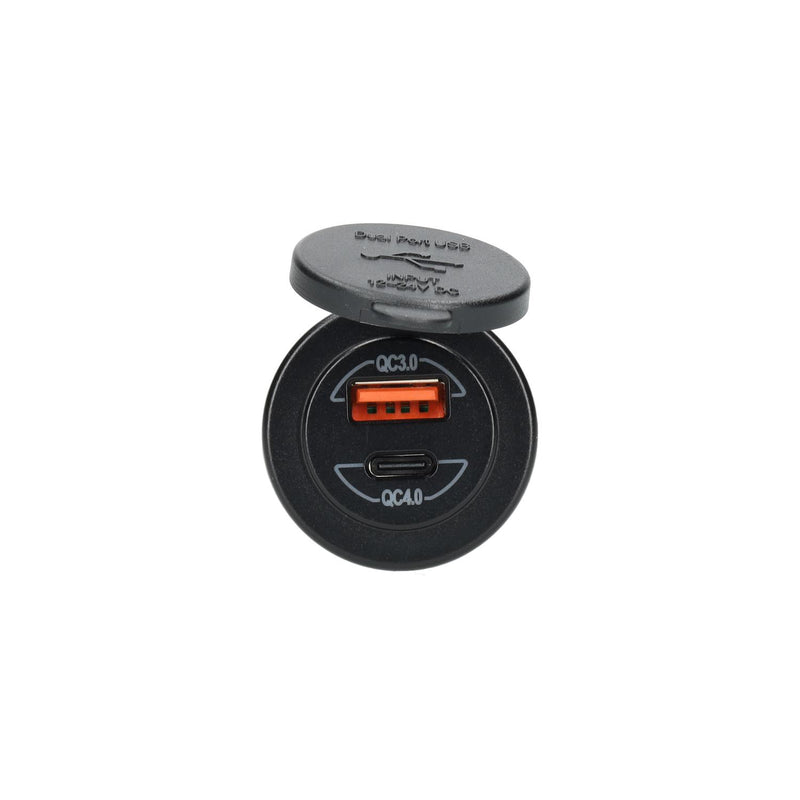 Afbeelding laden in galerijviewer, Power line usb lader inbouw met usb-a qc3.0 en usb-c qc4.0
